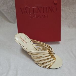 Valentino Garavani Women's Cream and Gold Strappy Sandals
